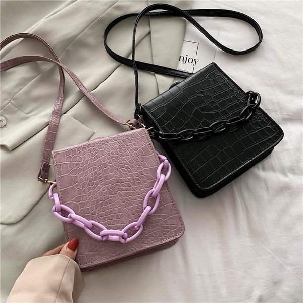 

fashion pu leather crocodile pattern mobile phone bag small shoulder bag women crossbody female coin purse pocket handbag