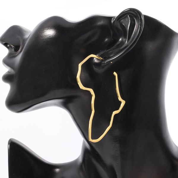 

dangle & chandelier african map big earrings exaggerate larger earring gold color africa ornaments traditional ethnic hyperbole gift, Silver