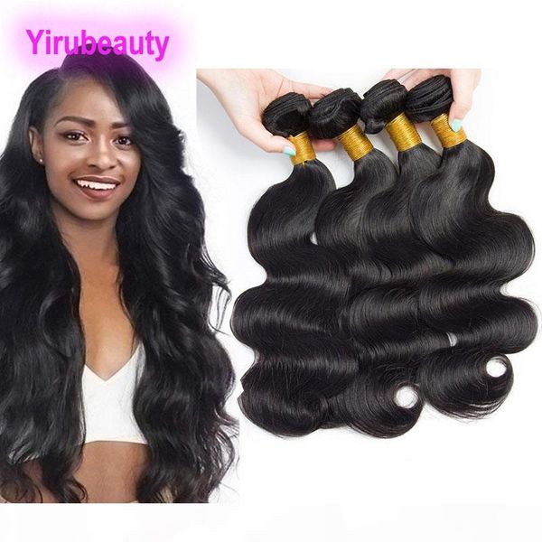

malaysian mink 9a human hair 100% unprocessed virgin hair body wave 4 bundles hair weaves double wefts 95-100g piece grade 9a, Black