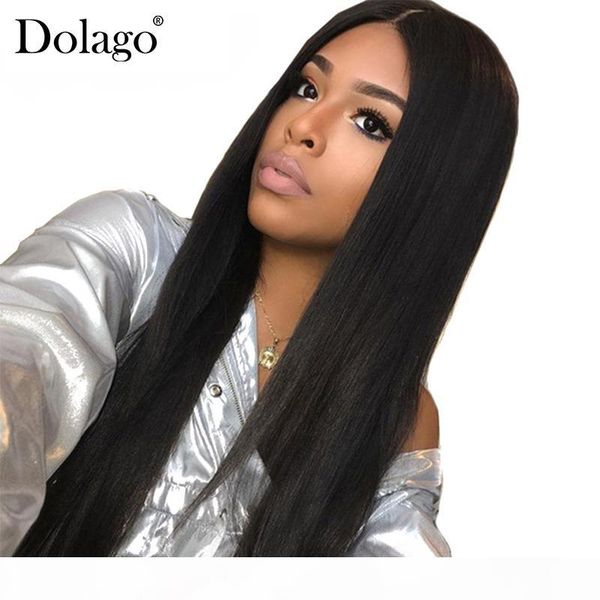 

straight wig lace front human hair wigs for women brazilian pre plucked with baby hair natural hairline black 130% dolago remy