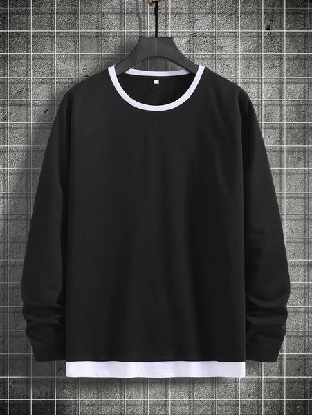 

men contrast trim 2 in 1 tee 61j3#, White;black