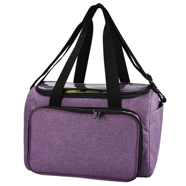 

auau-knitting bag yarn tote organizer with inner divider for wool crochet hooks knitting needles sewing set diy storage bag1