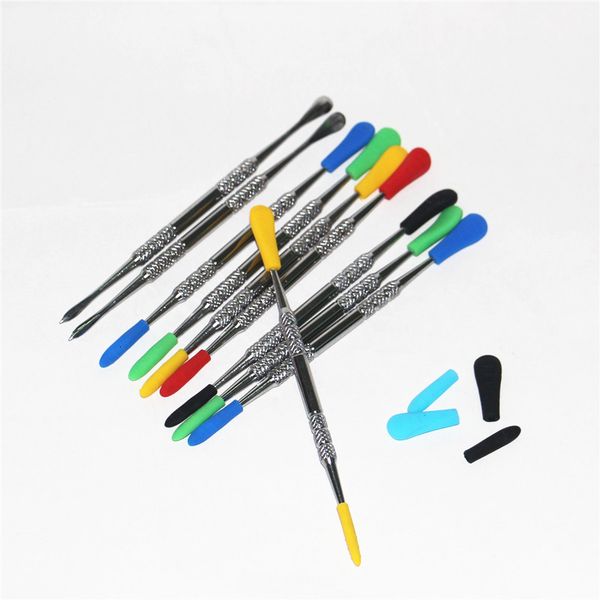 

silicone dabbers dabbing with tips 120mm dabber wax stainless steel pipe cleaning tool dhl