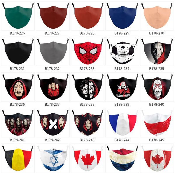 

saints' element 3d day painting skull grimace all face mask reusable protective pm2.5 filter 5 layers dustproof windproo