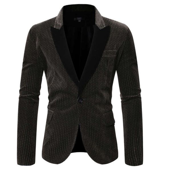 

2019 plaid large size wind color collar men's small suit, White;black