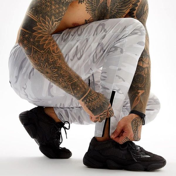

mens jogger sweatpants man gym workout fitness trousers male casual camouflage track pants1, Black;blue