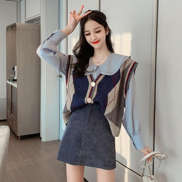

women's tracksuits overszie women sweater 2 piece sets elegnat knitted suits female knitting sweaters vintage womens skirts high waist, Gray
