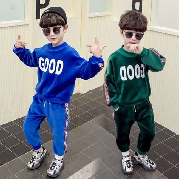 

boys autumn and winter golden mink fur boy baby 2020 new children's two piece double faced velvet suit, White