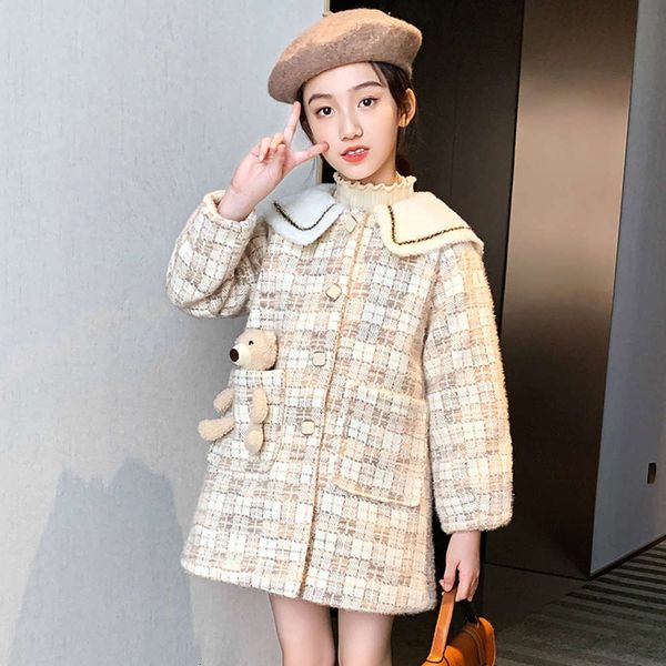 

large and girls' children's casual middle cardigan 2020 winter new fashion bear coat 3etm, Black