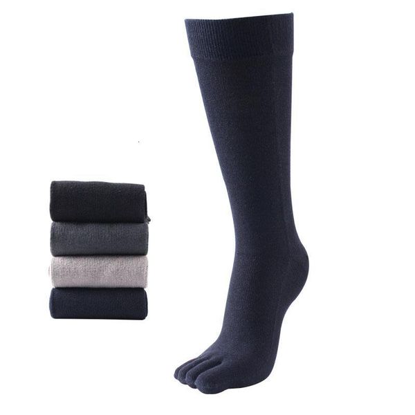 

mens cotton five finger yoga socks japanese style male long tube toe socks anti-slip breathable solid color sports fitness casual stockings, Black