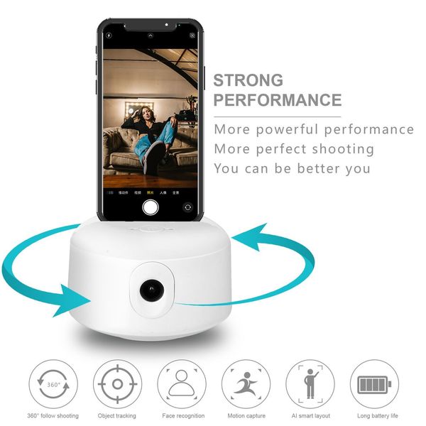 

new 360 rotating and shooting live-streaming cradle for mobile phone holder with human face tracking