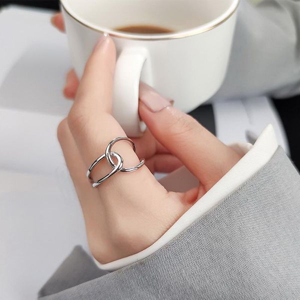 

creative simple opening rings fashion classic width geometric handmade rings for women couple fashion jewelry gifts, Slivery;golden