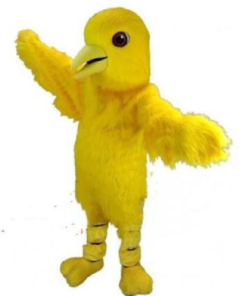 2019 Горячая распродажа желтая птица талисман пушистый костюм костюмы костюмы вечеринка платье наряд открытый одежда карнавал хеллоуин