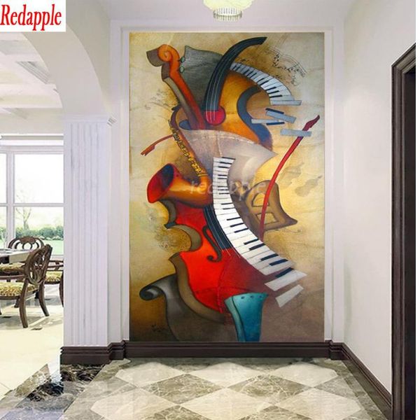 

large full square round drill 5d diy diamond painting abstract piano violin music pattern diamond embroidery cross stitch mosaic
