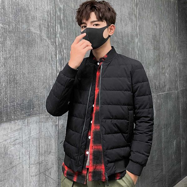 

straight down jacket men's short thickened korean winter coat fashion, Black;brown