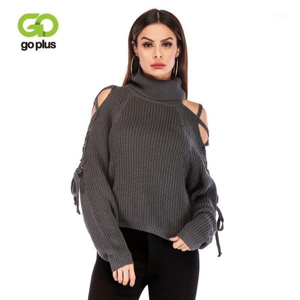 

women's sweaters goplus 2021 spring turtleneck knitted sweater women off shoulder long sleeve lady becasual pullover female, White;black