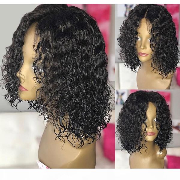 

shrot curly wig 13x6 lace front human hair wigs 150 density brazilian lace front wig curly human hair wig, Black;brown