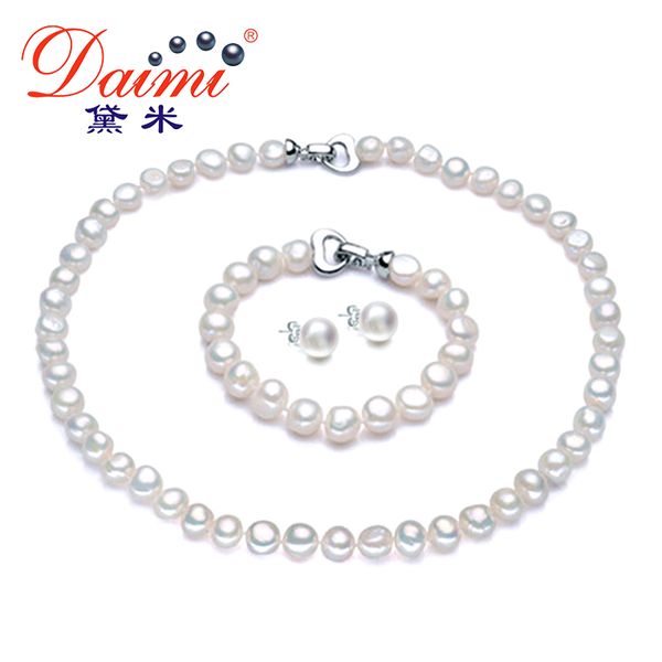 

dmsfp063 8-9mm natural pearl jewelry sets real 925 sterling silver baroque pearl for women 210202