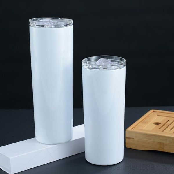 

20oz 30oz skinny tumblers blank sublimation slim cup coffee with lid and plastic straw beer mugs sea shipping owe2453