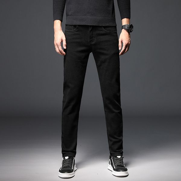 

autumn new simple versatile fashion brand black jeans men's slim leggings trend korean casual pants, Blue
