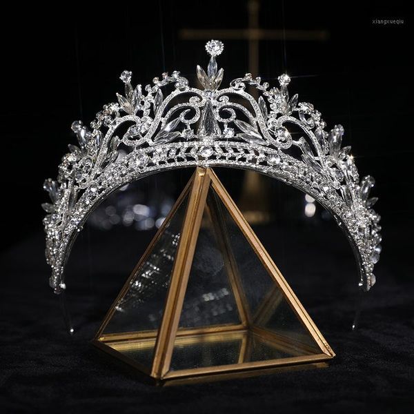 Haarspangen Haarspangen Barock Vintage Blaugrün Tropfen Kristall Braut Tiaras Krone Diadem Strass Festzug Tiara Kragen Stirnband Hochzeit Zubehör