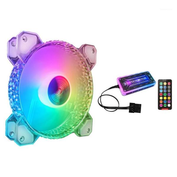 

coolmoon crystal rgb , 12cm silent light-emitting cooling fan for pc1