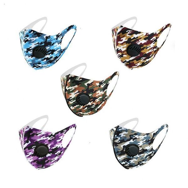 

silk anti-dust cotton mouth camouflage ice mask washable reusable camo face masks with valve dhf164 wykh#