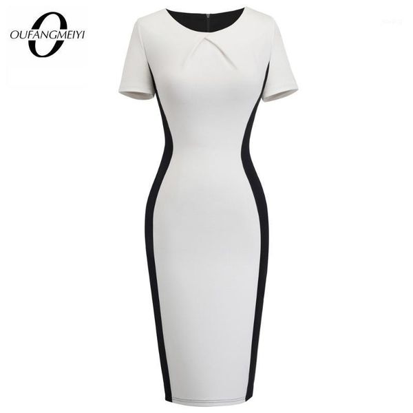 

elegant classic patchwork business women dress brief round neck fitted office lady pencil dress eb4951, Black;gray