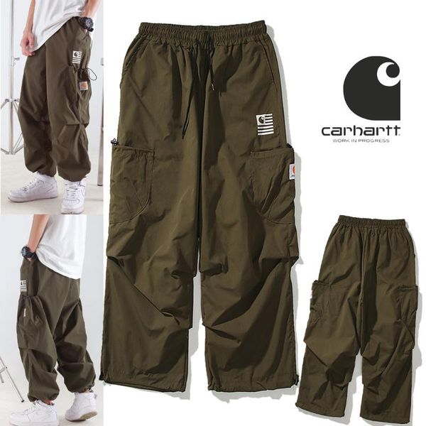 

style skateboard overalls fashion brand men and women lovers wild multi-pocket slacks, Black