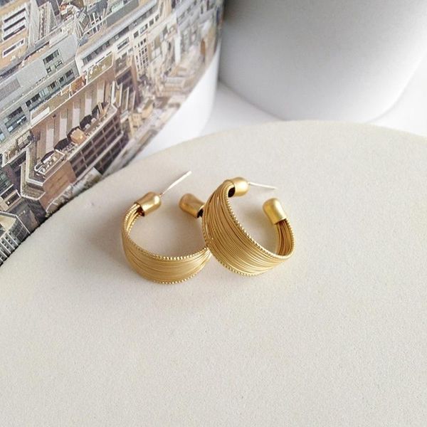 

hoop & huggie origin summer minimalist metal c shape earrings for women female simple gold alloy circle open statement jewelry, Golden;silver