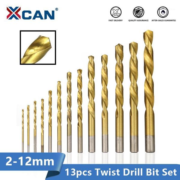 

xcan twist drill bit 1.5-12mm hss titanium coated gun drill hole cutter wood metal bit set1