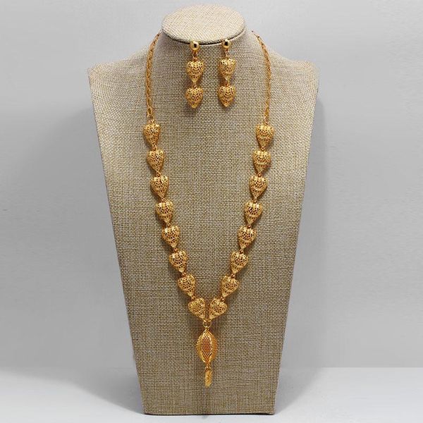 

dubai africa india gold color jewelry sets african bridal wedding gifts party for women necklace earrings set collares, Silver