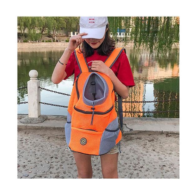 

dog pet bag carrier bag portable backpack double outdoor out new backpack travel pet shoulder front mesh dog head stnbj