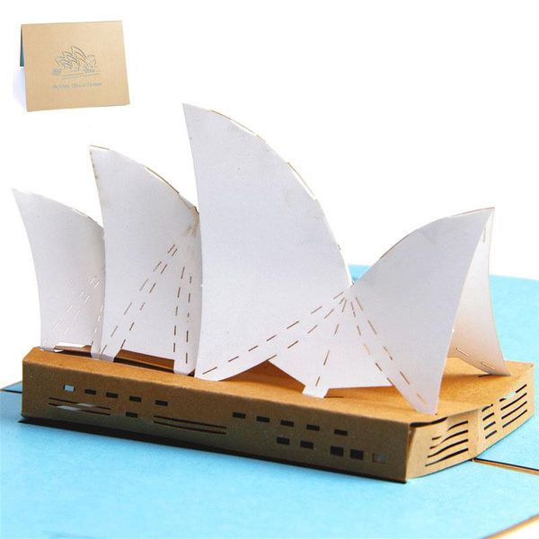 

3d высококачественный ручной работы sydney opera house бумаги пригласительные открытки с конвертом бизнес туризм детей творческий подарок jl
