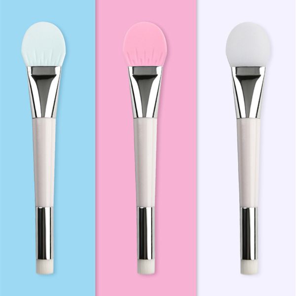 

new silicone masks brush 3 color double ended soft foundation mud mixing applicator facial face mask brush
