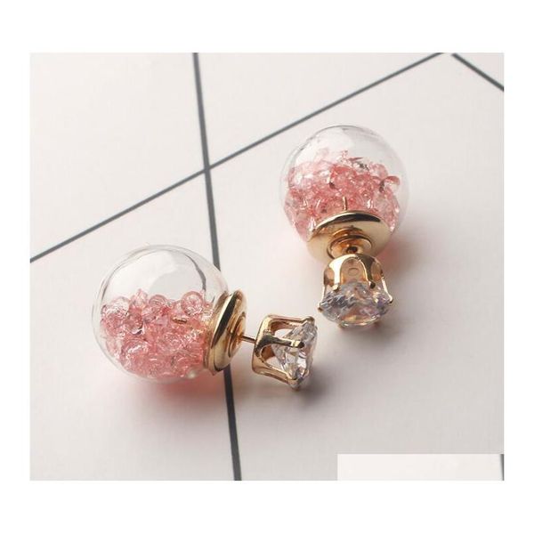 

europe fashion jewelry cute glass ball rhinestone stud earrings women' sqcntb dh_seller2010, Golden;silver