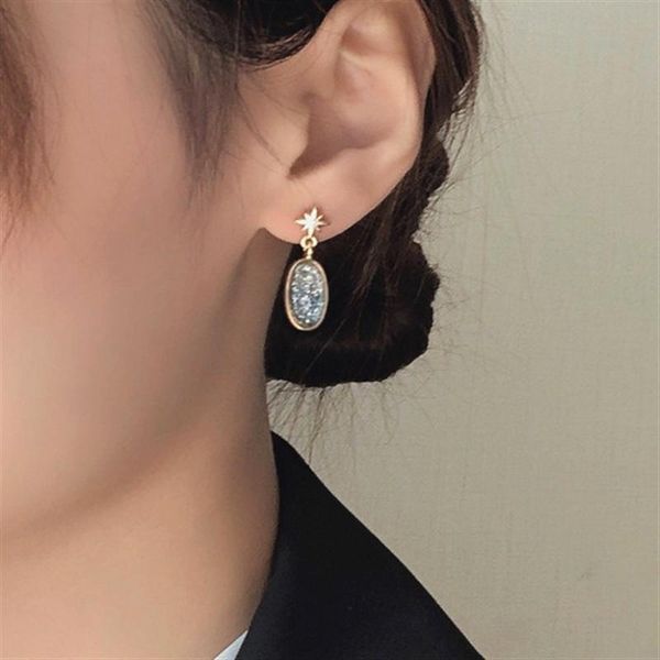 

2020 fashion oval shape crystal sun small drop earrings for women rhinestone dangle wedding earring jewelry bride, Silver