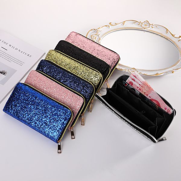 

glitter wallets shiny long phone clutch purse ladies card holder pu leather long checkbook organizer, Red;black