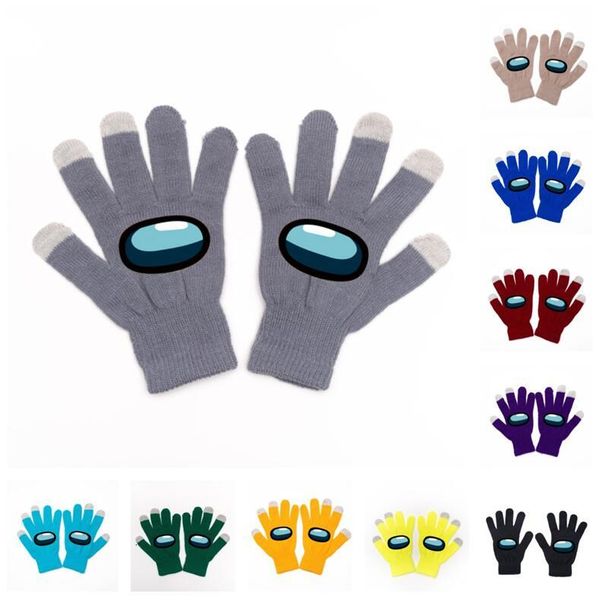 

cute us touch screen game cartoon among knitted glove winter warm full five fingers for kids adults cosplay gl