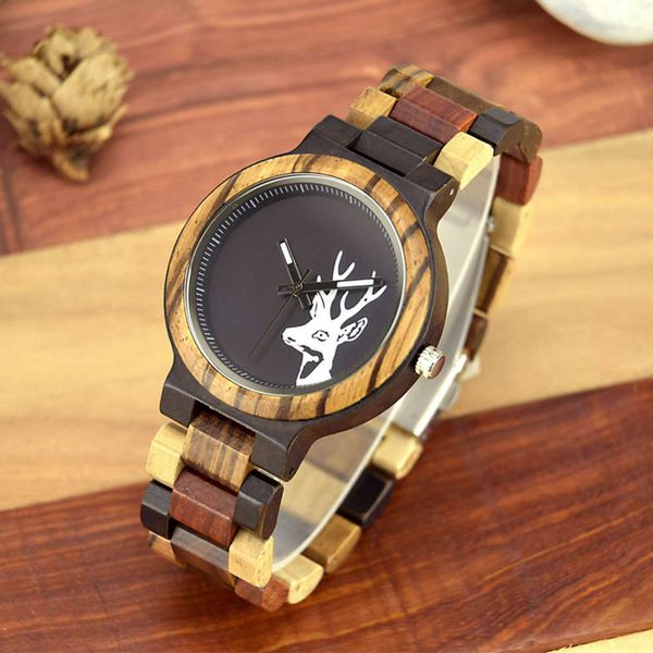 

creative color matching men's wood fashion watch four color wood quartz watch, Slivery;brown