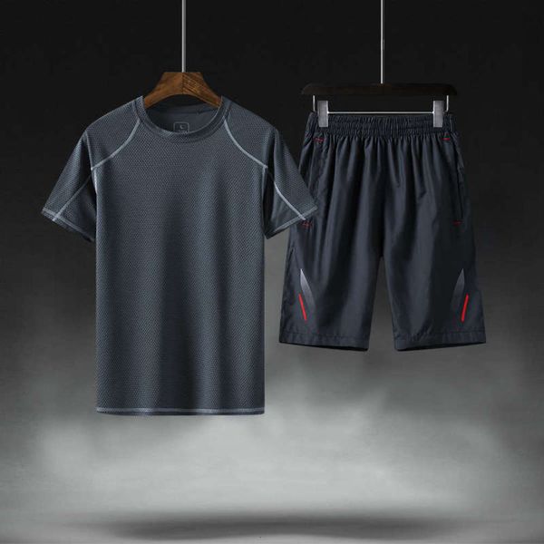 

sports quick drying summer new men's suit round neck t-shirt loose and breathable outdoor wear, Gray