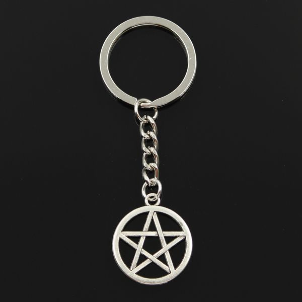 

fashion 30mm key ring metal key chain keychain jewelry antique silver color plated star pentagram 24x24mm pendant