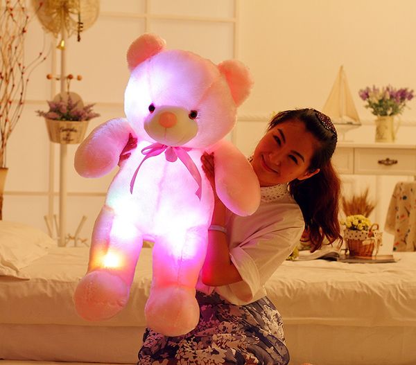 

luminous creative light up led colorful bear plush toy glowing teddy bear stuffed toy kid christmas gift