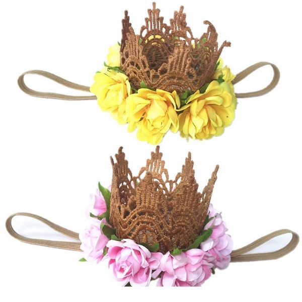 

kids girl birthday lace crown flower headband gold crown tiara headband princess flower crown hair band accessory pho qylqpq
