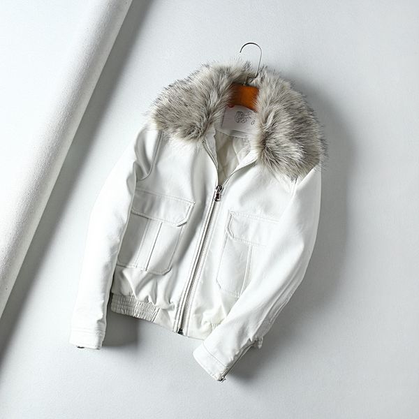 

2021 new women winter from the leather with fur collar black lady outerwear female autumn jackets cg01