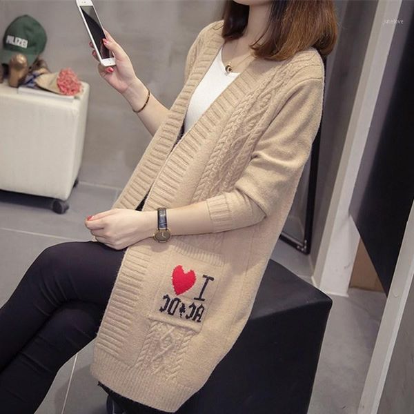 

knitted long elegant warm sweater long sleeve cardigan women 2020 new spring autumn casual fashion khaki sweater female1, White