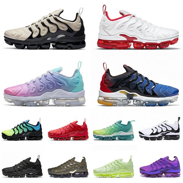 

fly knit big szie 13 tn plus pink purple gradient 2021 new arrival running shoes all white mens womens trainers sneakers, White;red