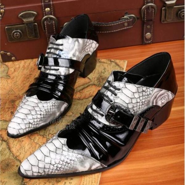 

2020 men high-heeled snakeskin genuine leather shoes oxford to the 9wgz, Black