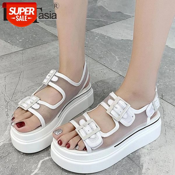 

doratasia new girl sweet mesh platform sandals summer casual wedges sandals women ins brand designer shoes woman #cc6d, Black