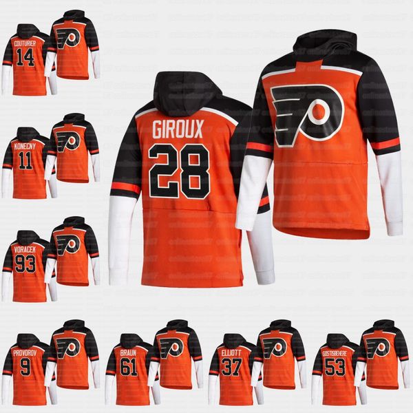 

claude giroux philadelphia trapeze 2021 reverse retro jersey hoodie ivan provolov oscar lindbloom carter hart travis konecny hayes couturier, Black